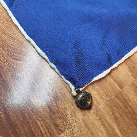 Pura Seta Authentic 30" X 30" Scarf Navy Blue Orange Green Geometric Art Deco - Picture 2 of 5